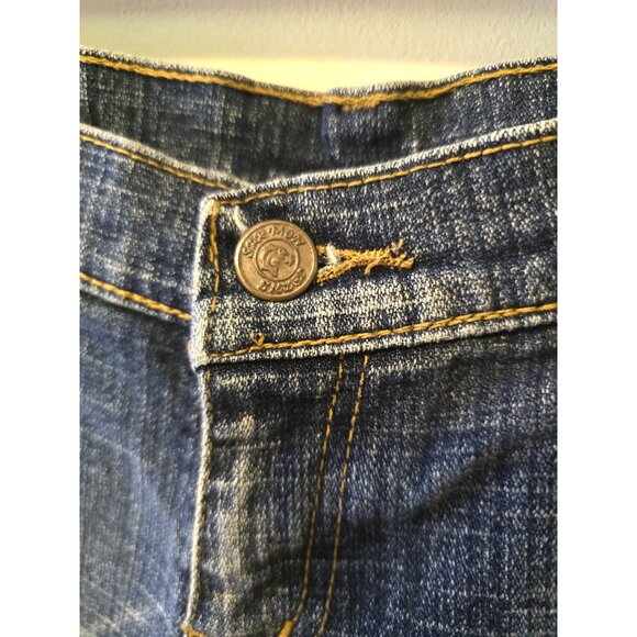 Vintage Y2K Sarmon Jeans Denim Shorts Low Rise Dark Wash Distressed 30" - Picture 2 of 6